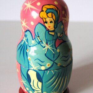 Disney Cinderella, Snow White, Ariel + Nesting Dolls - Handmade Painted - Russia